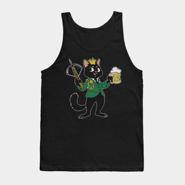 Black cat with crossbow and beer Tank Top by Picasso_design1995